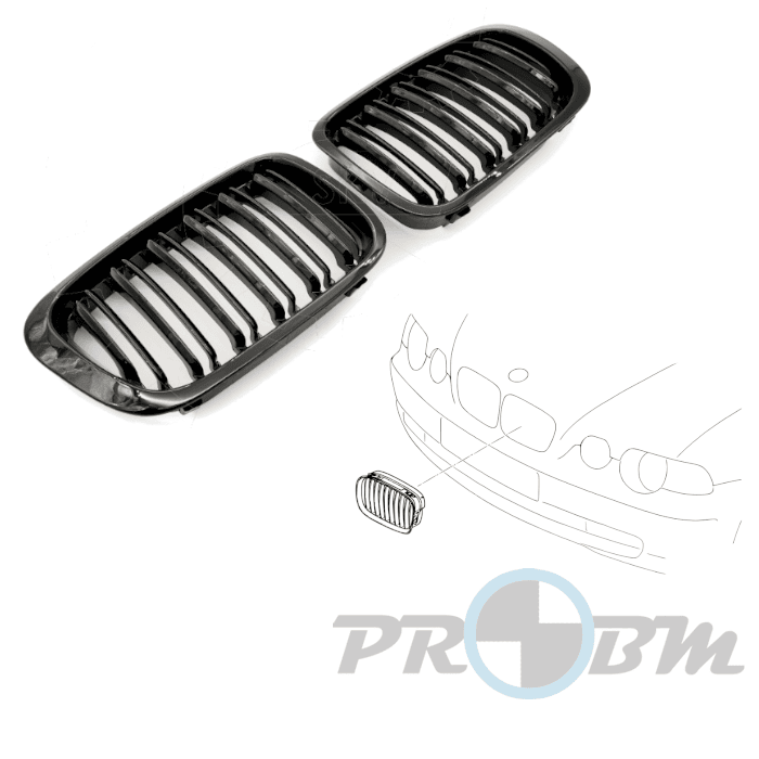 Kit Grelhas Frontal E46 , Compact E46 Preto Brilhante